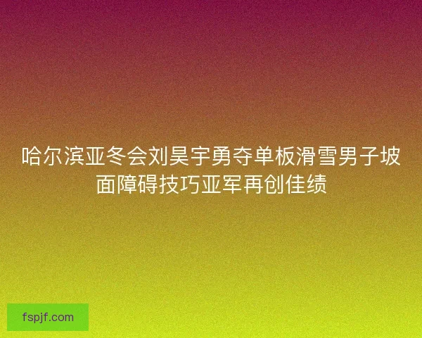 哈尔滨亚冬会刘昊宇勇夺单板滑雪男子坡面障碍技巧亚军再创佳绩