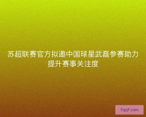 苏超联赛官方拟邀中国球星武磊参赛助力提升赛事关注度